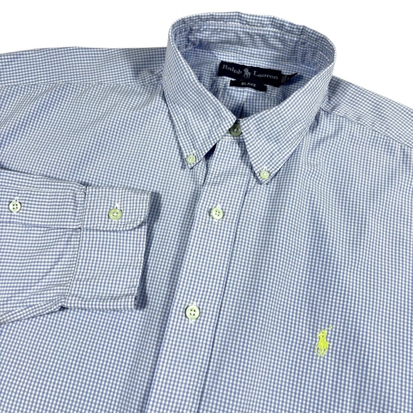 Ralph Lauren Other - Ralph Lauren Blake Men L Cotton Long Sleeve Yellow Pony Button Up Shirt Blue